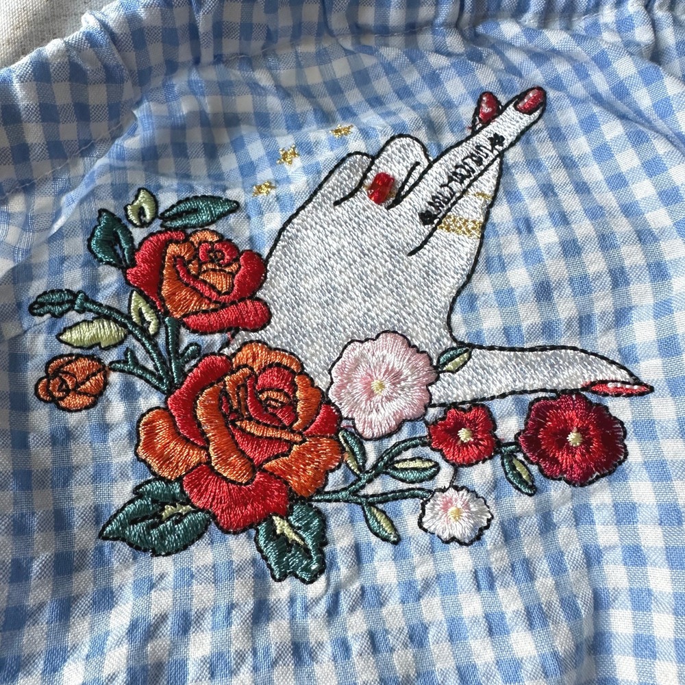 OneSpo‎ Japan Embroidered Crop Top | Gingham Cottagecore Y2K Coquette Streetwear
